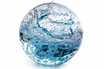 Round sphere made of water splashes isolated on white background.


