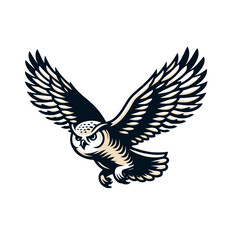 Fototapeta premium Flying owl cartoon vector isolated illustration