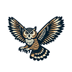 Obraz premium Flying owl cartoon vector isolated illustration