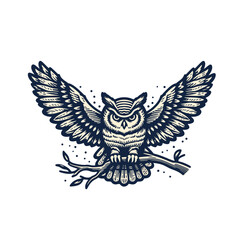 Obraz premium Flying owl cartoon vector isolated illustration