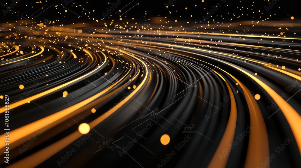 Aufkleber flowing light trails in dynamic abstract composition