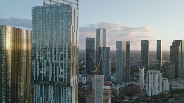 Aerial Beetham Tower of Deansgate Towers,  Manchester, England