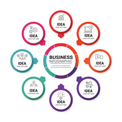 Modern 8 Steps Infographic Flowchart Design Template