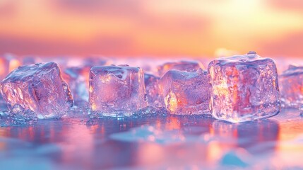 Blurred Foreground with Ice Cubes in Focus