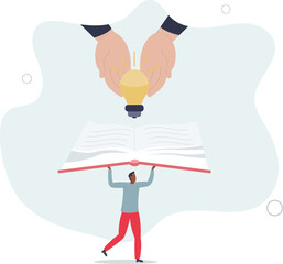 Knowledge or education, study or learning new skill, creativity or idea, reading book for inspiration, discover solution or literature, wisdom concept.flat characters.