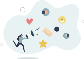 PR, public relation or marketing communication, advertising campaign or social media marketing,flat characters.