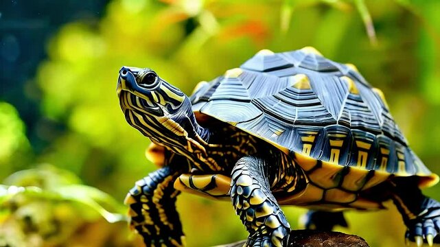 a turtle  standa turtle  standing on  a rocking on  a rock