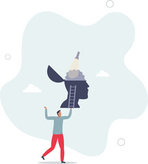 Memory loss and problem with information forgetting.Alzheimer medical disease as psychological research for medical mental disorder.flat characters.