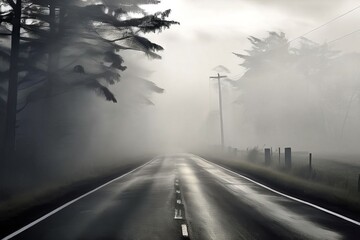 fog rolling in over road a sense of mystery and intrigue as fog