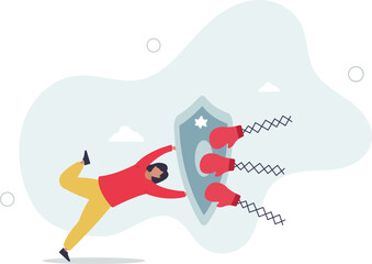 Business threat, fight to survive in business competition, resilience or adversity,flat characters.