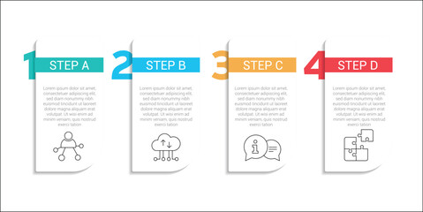 Modern Business Infographic Template with Colorful 4 Steps