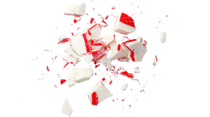 Crushed peppermint candy pieces on a white isolated background.