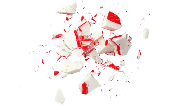Crushed peppermint candy pieces on a white isolated background.