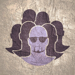 Group of spies. Portrait of man with sunglasses