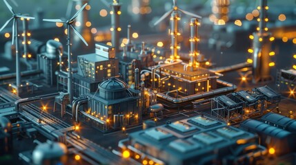 Futuristic cityscape with illuminated skyscrapers urban grid overlay and digital visualization of a modern technology driven metropolis  Concept of innovation progress