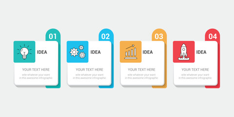 Modern Business Infographic Vector Template with 4 Options or Steps Icons