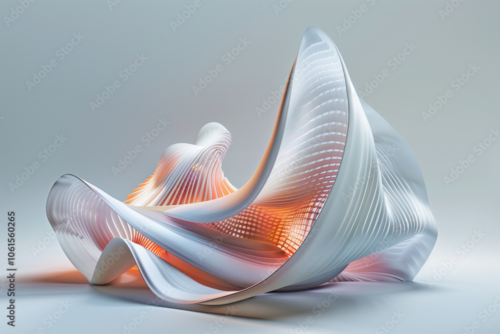 Poster 3d render of abstract deatailed shape. dynamic futuristic background.