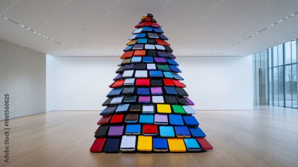 Aufkleber colorful stack of suitcases forms a christmas tree. suitcases are of different colors, creating a vi