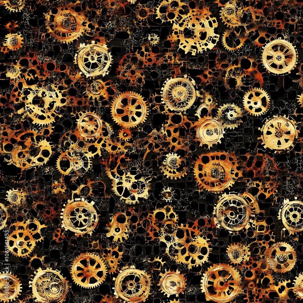Aufkleber steampunk gears and cogs(seamless pattern and tile image)