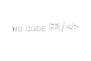 NO CODE concept white background 3d render illustration