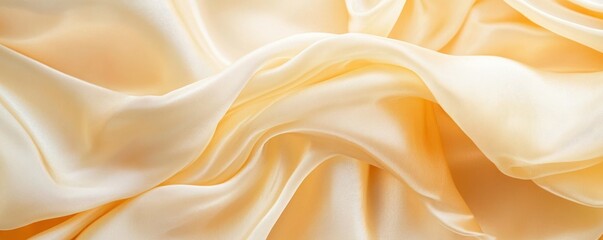 Obraz premium Soft, flowing cream-colored satin fabric with gentle folds and curves.