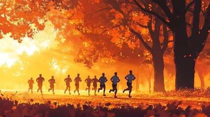 Runners embrace autumn's golden glow
