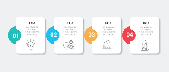 Infographic Vector Design Template with Editable Stroke Icons and 4 Options or Steps