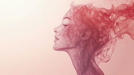 Elegant Watercolor Illustration of a Girl's Profile