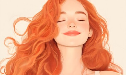 A woman with red hair and a smile on her face,Generative AI 