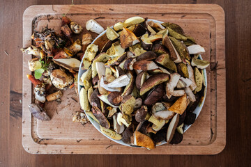 Finely Chopped Mushrooms in a Bowl Ready for Further Processing