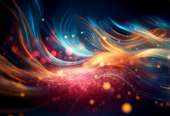 Obraz premium Abstract background with colorful glowing lines and shining lights.