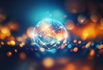 Obraz premium A glowing globe of interconnected lines and dots on a dark background.