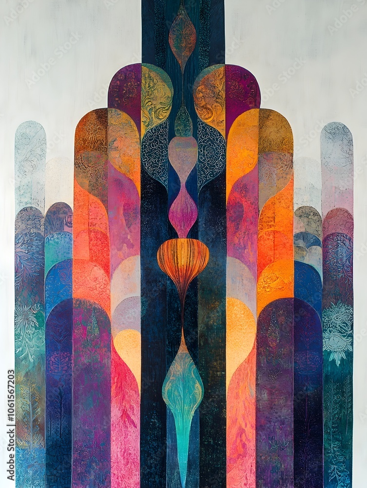 Poster vibrant vertical decorative pattern with colorful abstract graphic design