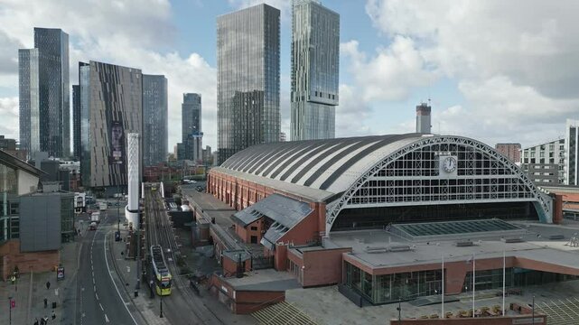 Manchester Central Convention Centre and Deansgate Towers, England