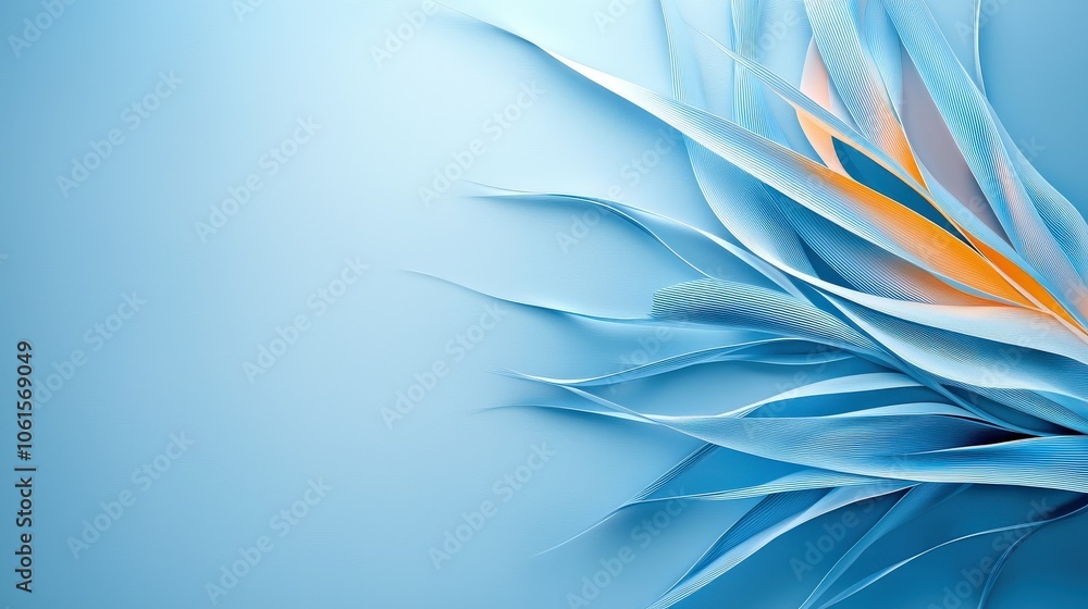 Poster abstract blue background with thin, geometric lines, adding depth and structure to the composition.