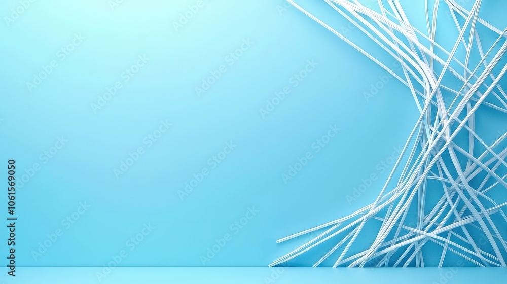 Poster abstract blue background with thin, geometric lines, adding depth and structure to the composition.