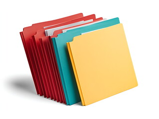 A modern arrangement of colorful file folders on a sleek surface, perfect for office organization and stylish workspace decor.