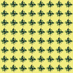 Black green butterfly (Papilio blumei) pattern illustration on yellow background. Spring pattern