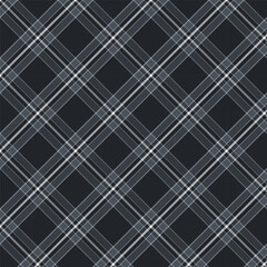 Plaid with twill weave repeat pattern.Gingham seamless pattern in black and white.Checkered tartan Geometric graphic vector illustration background design for fabric and print.