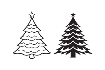 Christmas tree silhouette vector illustration, Christmas tree silhouette Bundle, Christmas tree silhouette PNG