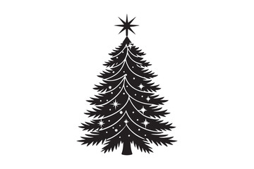 Christmas tree silhouette vector illustration, Christmas tree silhouette Bundle, Christmas tree silhouette PNG