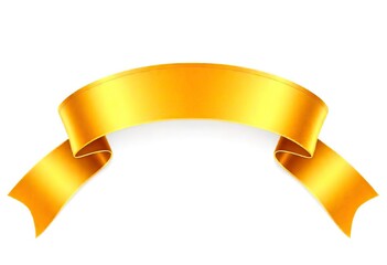 Gold Ribbon on White, Golden Background Element, Stylish Ribbon Banner, Elegant Gold Banner, Minimalist Gold Decoration, Gold Ribbon Graphic, 