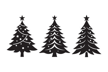 Christmas tree silhouette vector illustration, Christmas tree silhouette Bundle, Christmas tree silhouette PNG