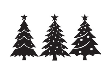 Christmas tree silhouette vector illustration, Christmas tree silhouette Bundle, Christmas tree silhouette PNG