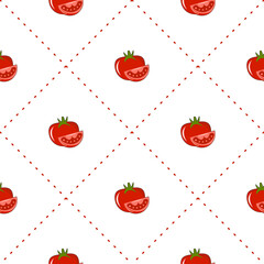 Tomato so cute.on white background.pattern seamless vector illustration.Farm market product.
