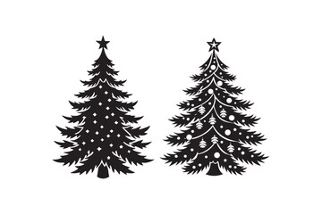Christmas tree silhouette vector illustration, Christmas tree silhouette Bundle, Christmas tree silhouette PNG