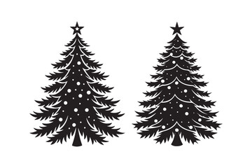 Christmas tree silhouette vector illustration, Christmas tree silhouette Bundle, Christmas tree silhouette PNG