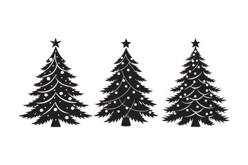 Christmas tree silhouette vector illustration, Christmas tree silhouette Bundle, Christmas tree silhouette PNG