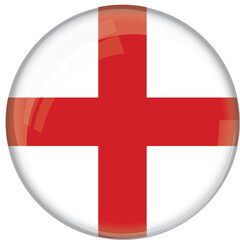 Obraz premium England flag with glossy rounded button for football team and national emblem