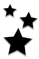 3 Star shape photo frames template in a simple vertical layout. Used as a Blank printable photo collage or a mock up for gallery or album pictures & photographs collection in a classic old style.